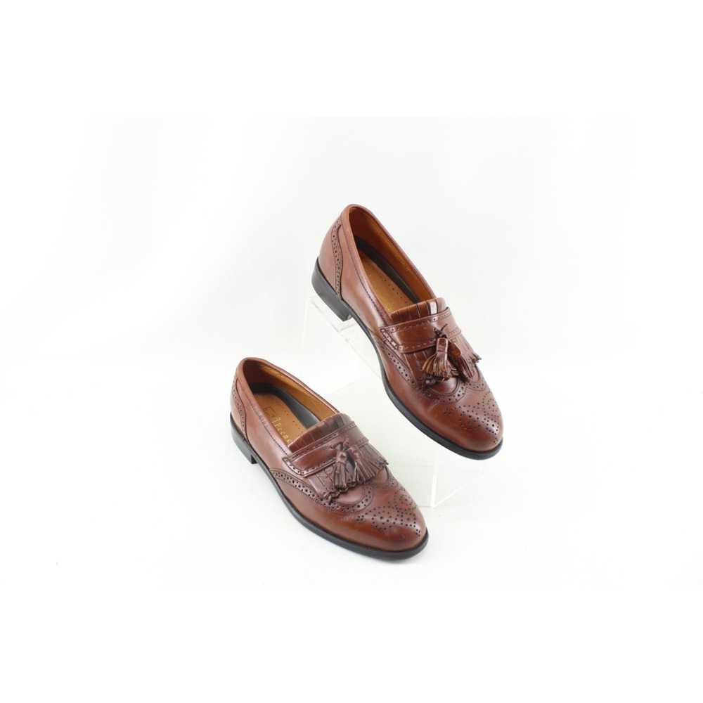 French Shriner Men's Milton 40022 Tasseled Loafer Dress Shoes Brown 10 M